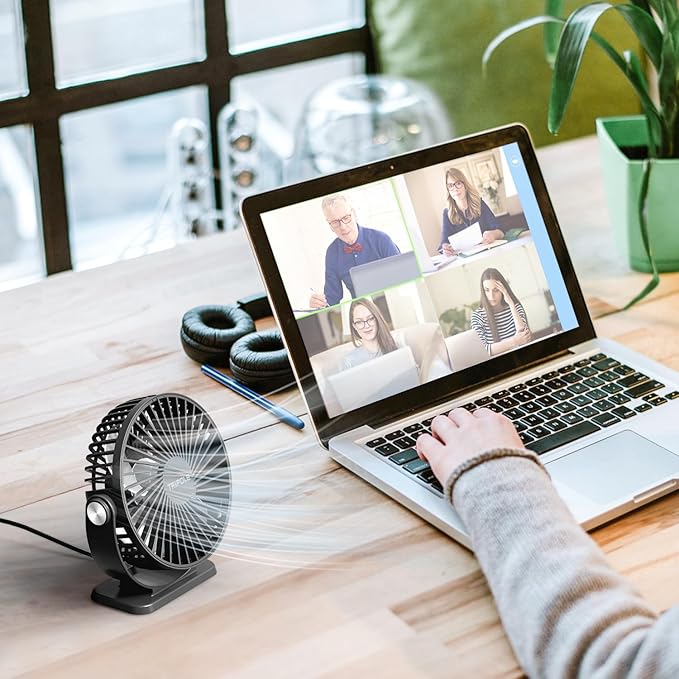 TriPole Desk Fan USB Powered 2 Pack Black Small Portable Fan, 3 Speeds Strong - Image 5