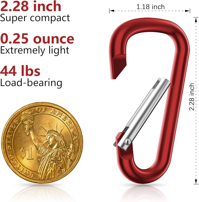 sprookber 2.28" Small Carabiner Clip Keychain, D Ring Caribeaner Clip, Key Clip - Image 2