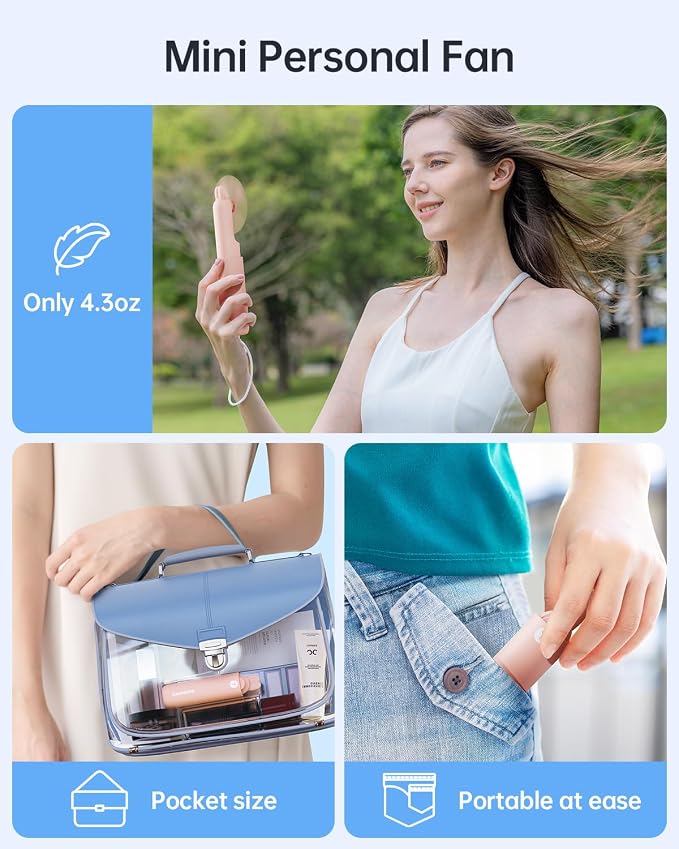 Portable Handheld Mini Fan: 2 in 1 Rechargeable Hand Held Fan - Image 3