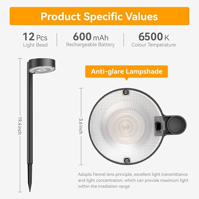 Ahaorigin 6 Pack Solar Pathway Lights Outdoor, 12 Brighter LED Solar Lights - Image 5