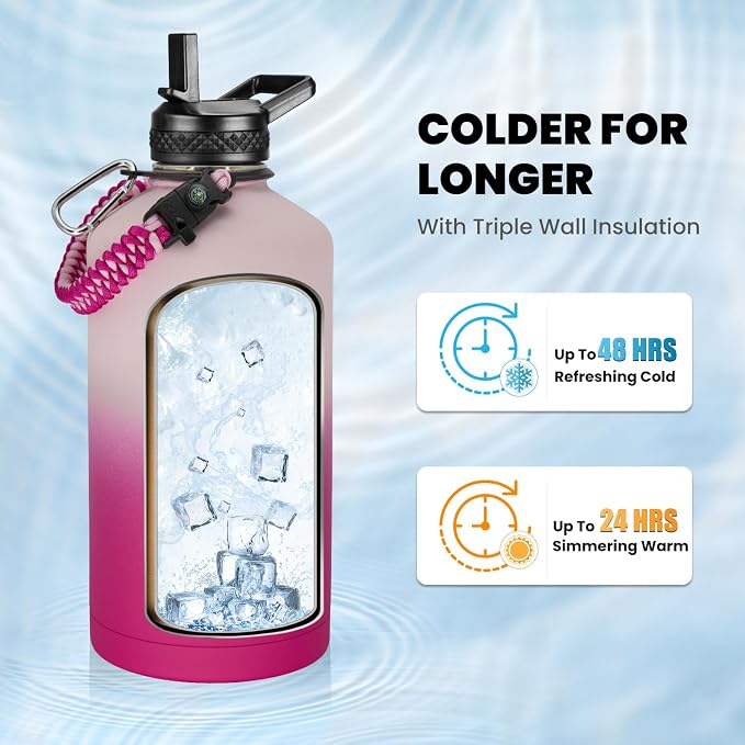 RAYMYLO One Gallon Water Bottle Insulated, Triple Walled Vacuum Stainless Steel - Image 2