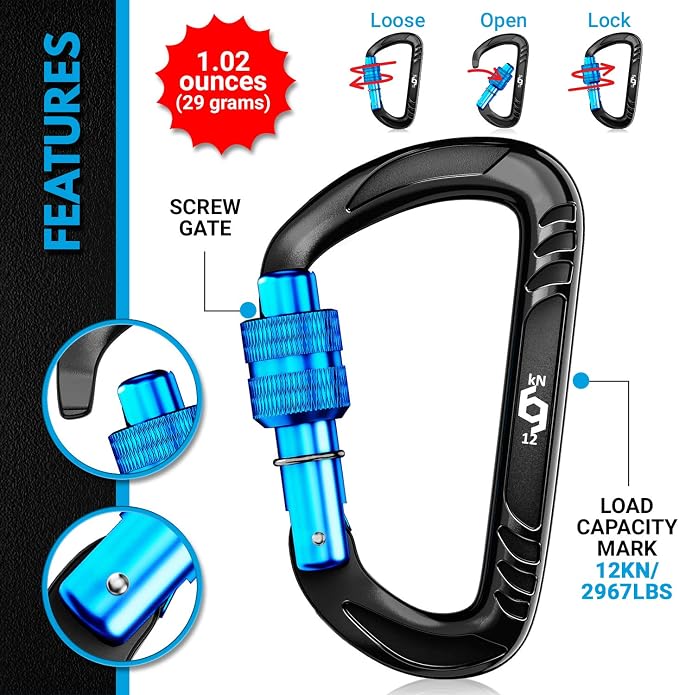 Rhino Produxs 12kN Heavy Duty Carabiner Clips, - Image 3