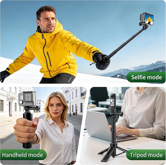 JOILCAN 25.2" Selfie Stick Tripod, Action Camera Vlog Tripod, Portable Handle - Image 3