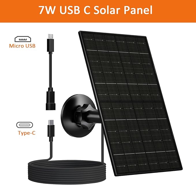 Zivif Solar Panel for Security Camera, 7W Solar Charger - Image 2