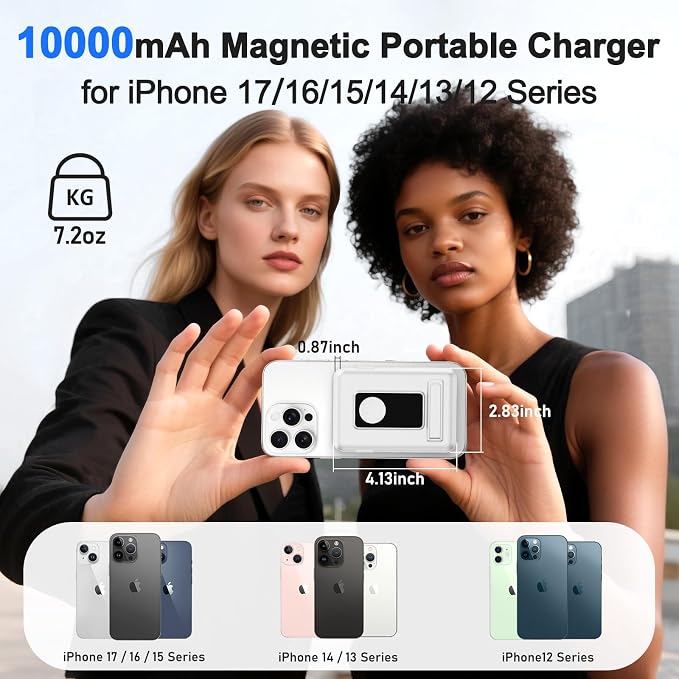 Magnetic Portable Charger, 10000mAh Wireless Power Bank - Image 4