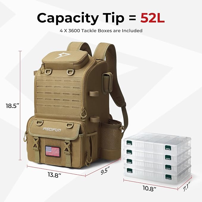 Piscifun 52L Fishing Tackle Backpack - Image 6