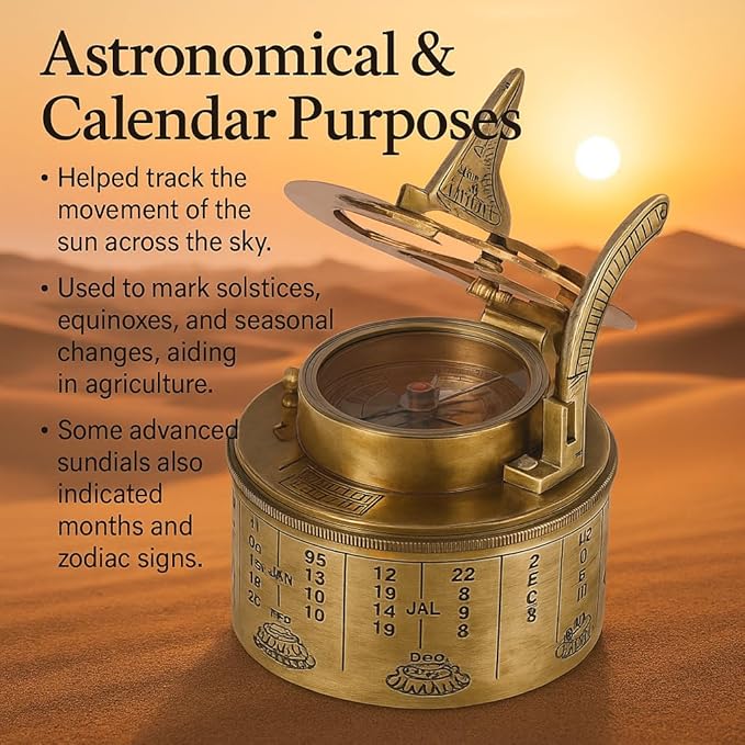 Vintage Brass Sundial Compass - Image 4