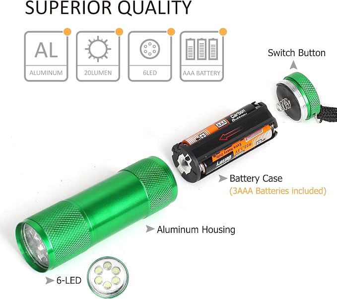 FASTPRO 20-Pack Aluminum 6-LED Flashlights Set - Image 4