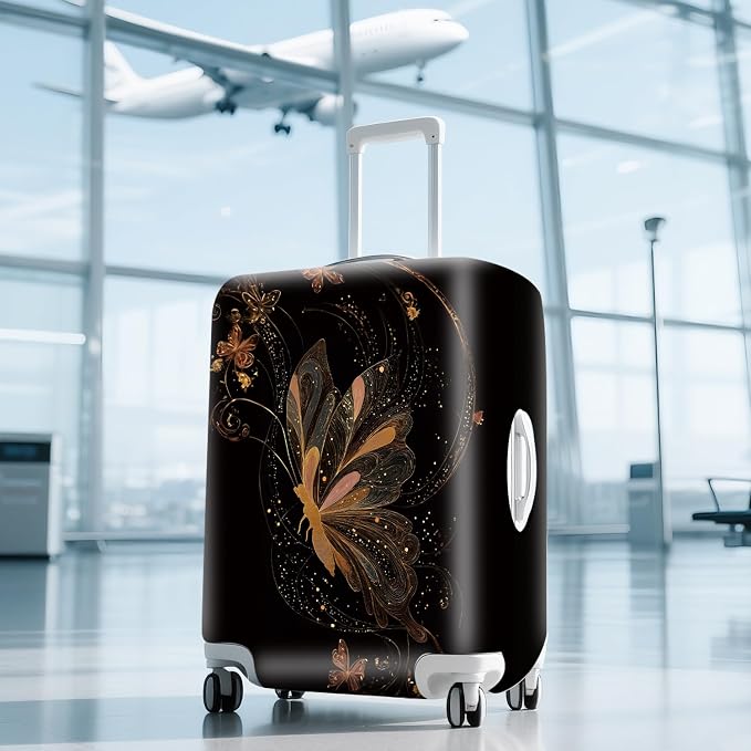 ANNA QUEEN Gold Butterfly Travel Luggage Cover -Stretchable Airplane Suitcase - Image 9
