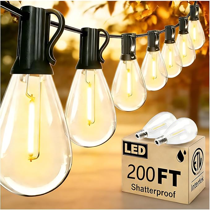REEMEER 200FT Outdoor String Lights, Ultra Long Waterproof 60+2 Shatterproof by ReemeerLEDStripLights