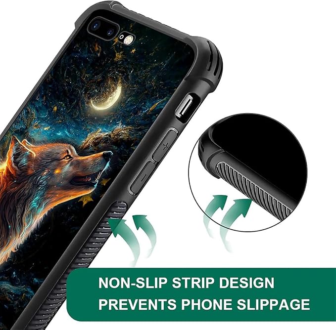 for iPhone 7/8 Case, Star Cave Hungry Wolf Pattern Graphic Design Girl Boy Soft - Image 5