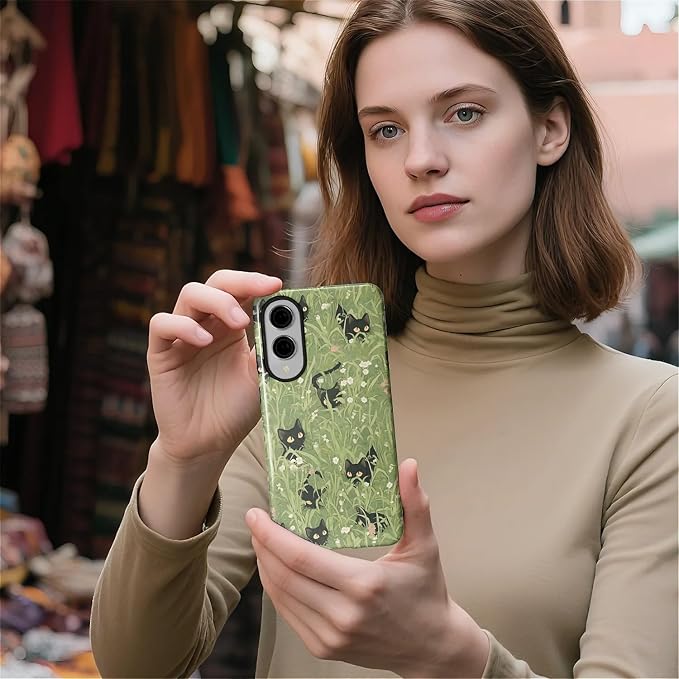 for Samsung Galaxy S25 Edge Case, HL2 Grass Cat Hybrid 2 Layer Hard Shell - Image 5