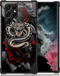 for Samsung Galaxy S22 Ultra Case, Entwined Rose Snake Pattern Graphic Design by FKBRCL4U