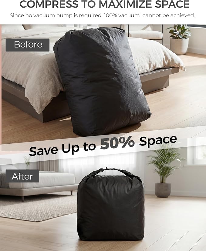 Travel Laundry Bag, Pump-Free Vacuum Compression Dirty Clothes Bag, Extra Large - Image 3
