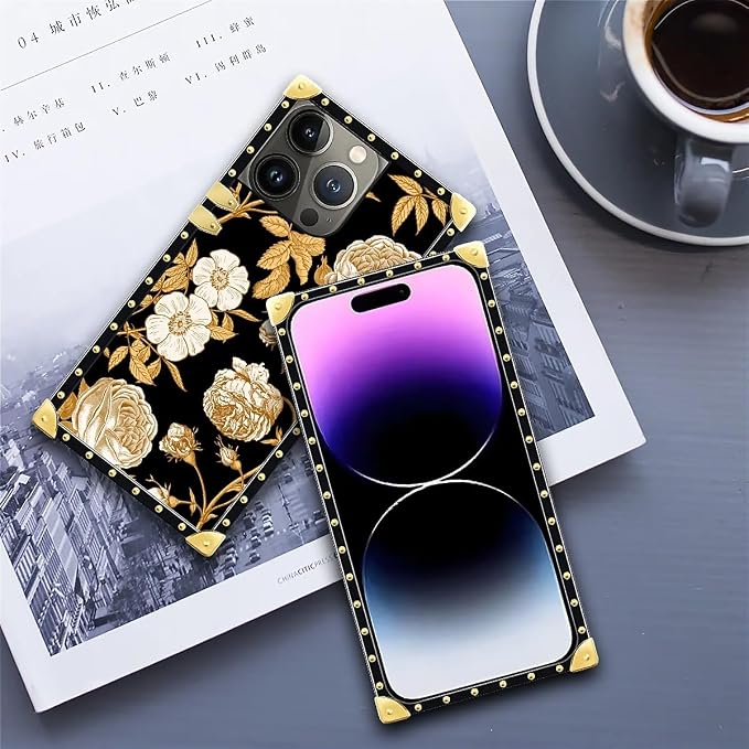 Compatible with iPhone 14 Pro Max Case, Blooming Rose Golden Flower Luxury - Image 6