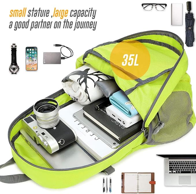 35L Lightweight Packable Backpack Waterproof Durable Hiking Travel Backpack - Image 7