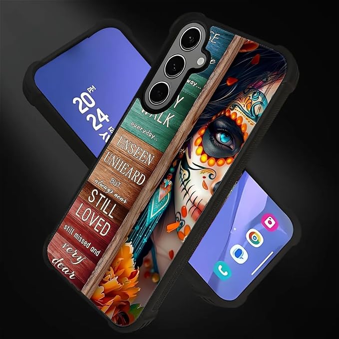 for Samsung Galaxy S24 S25 Plus Case, Sugar Skull Day of Death Halloween - Image 2