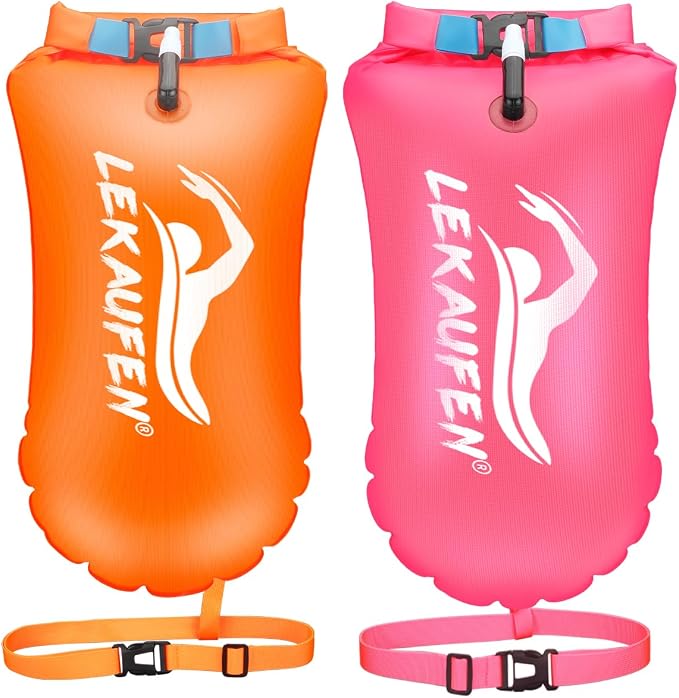 Swim Buoy for Open Water 2 Pack, 20L Swim Safety Float Waterproof Dry Bag for by LeKaufen