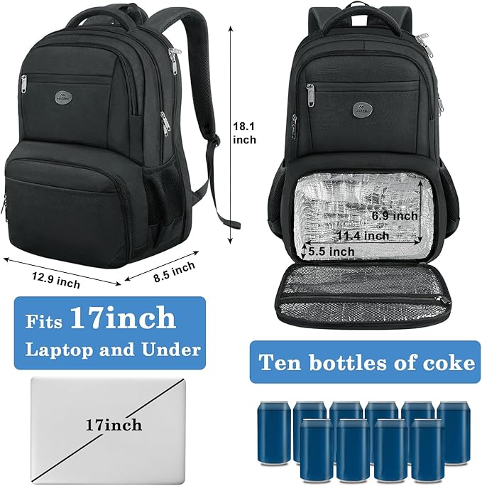 MATEIN Lunch Backpack for Men Work, Sturdy 17 Inch Laptop Backpack - Image 4