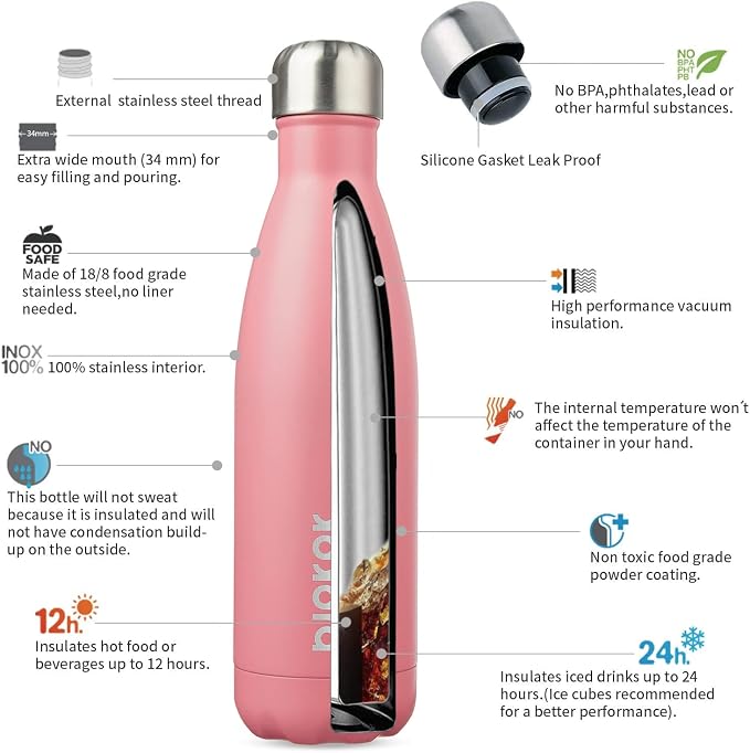 BJPKPK 17oz Insulated Stainless Steel Water Bottles, Sports Water Bottles Keep - Image 3