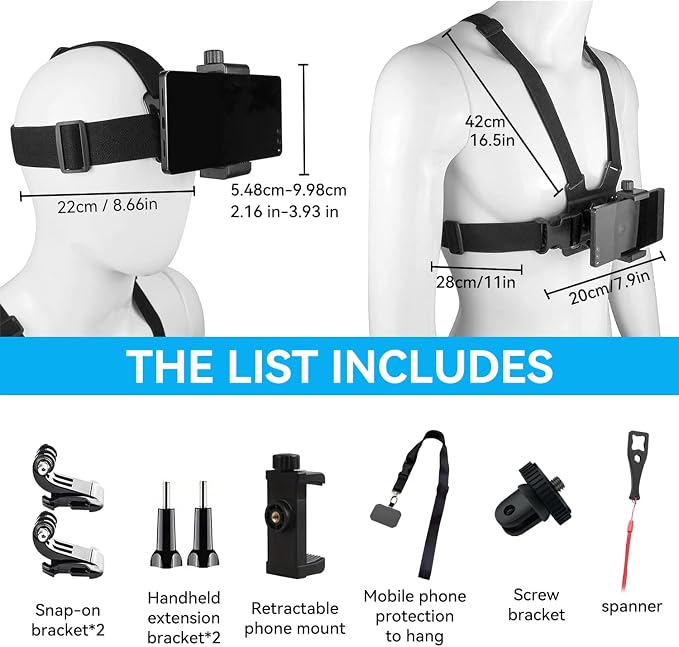 Mobile Phone Chest Strap Harness Mount Head Strap Holder Kit - Image 2