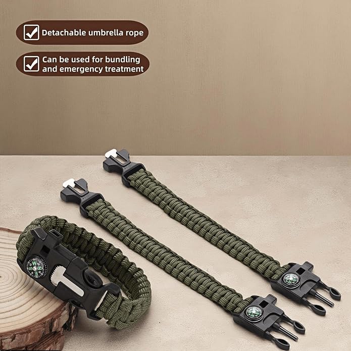 Chinshwehaw 5 in 1 Survival Bracelet-Fire Starter, Loud Whistle, Paracord Rope - Image 8