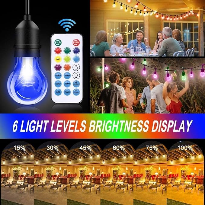 105FT Solar Outdoor String Lights, 32 Shatterproof E26 Edison LED Bulbs - Image 7