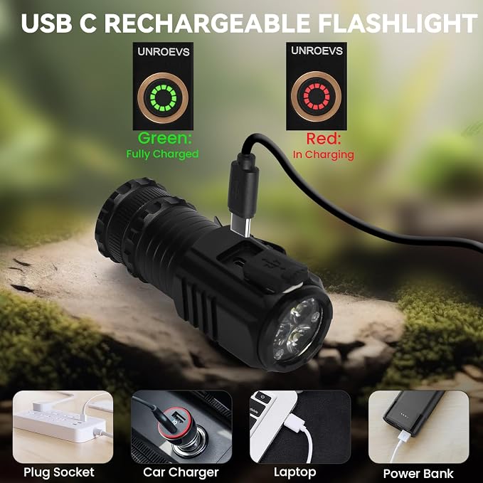 UNROEVS Mini Flashlight 2550 Lumens Rechargeable USB C Charging, Small EDC - Image 5