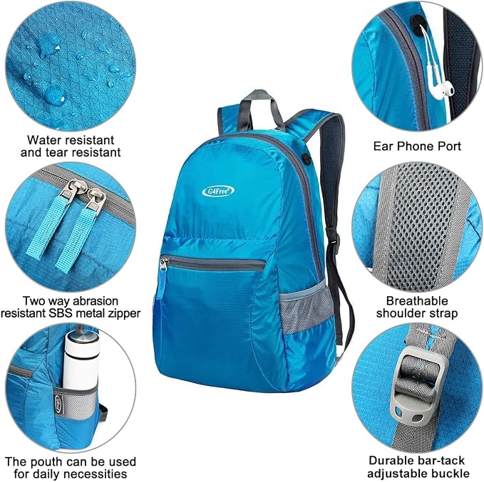 G4Free 20L Lightweight Packable Backpack Travel Hiking Daypack Foldable Backpack - Image 4