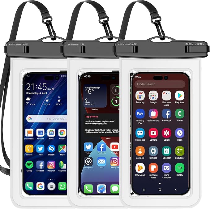 Famoby Up to 8.3" 3 Pack White Universal Waterproof Phone Pouch, Phone by Famoby