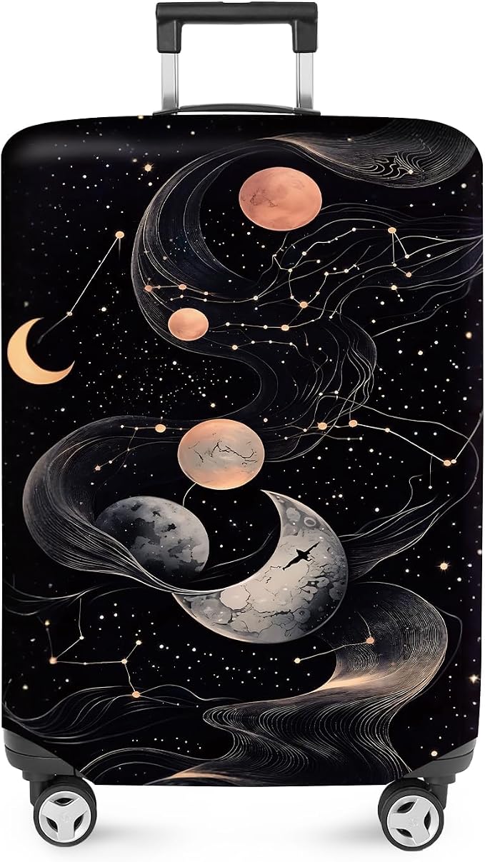 ANNA QUEEN Celestial Galaxy Luggage Cover, Moon & Stars Suitcase Protector by ANNAQUEEN