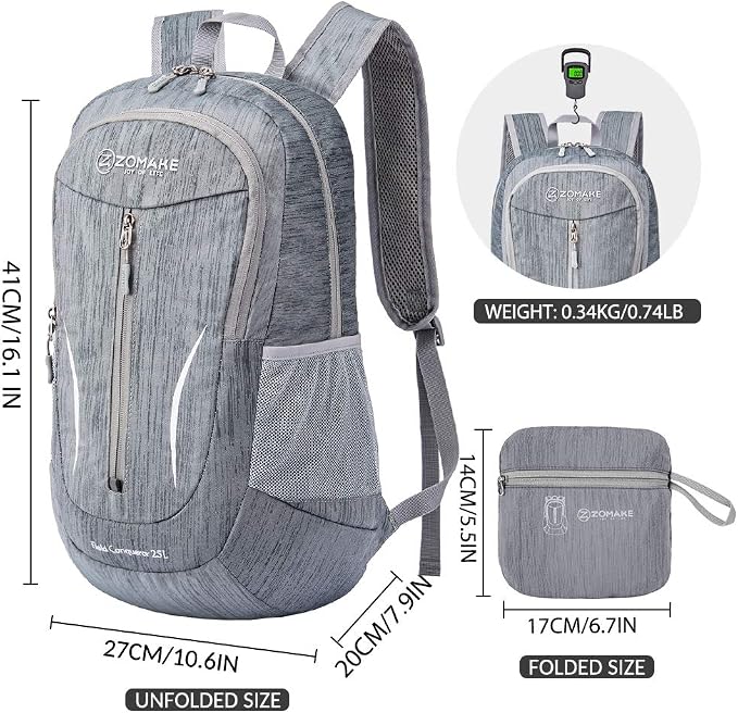 ZOMAKE 25L Ultra Lightweight Packable Backpack, Foldable Hiking Backpacks Water - Image 2