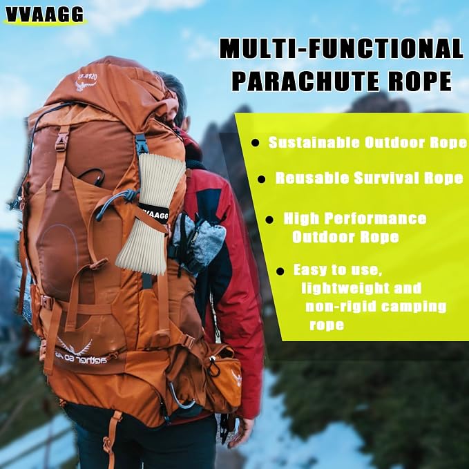 VVAAGG 1000 White Paracord Rope 100FT, 4mm Utility Parachute Cord 12 Strand - Image 6