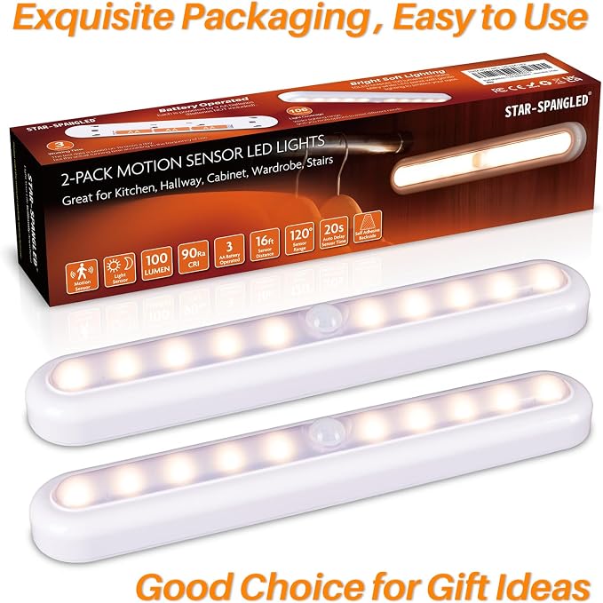 STAR-SPANGLED 11” Motion Sensor Lights Indoor AA Battery Operated, Stick on LED - Image 7