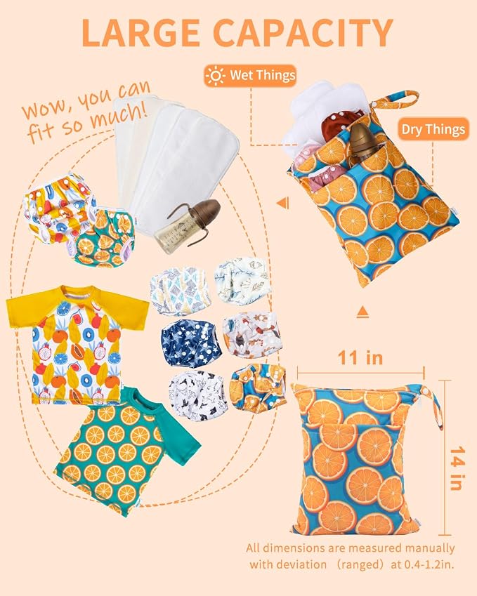 babygoal Wet Dry Bags for Baby Cloth Diapers, Washable Travel Bags, Gym Bag for - Image 5
