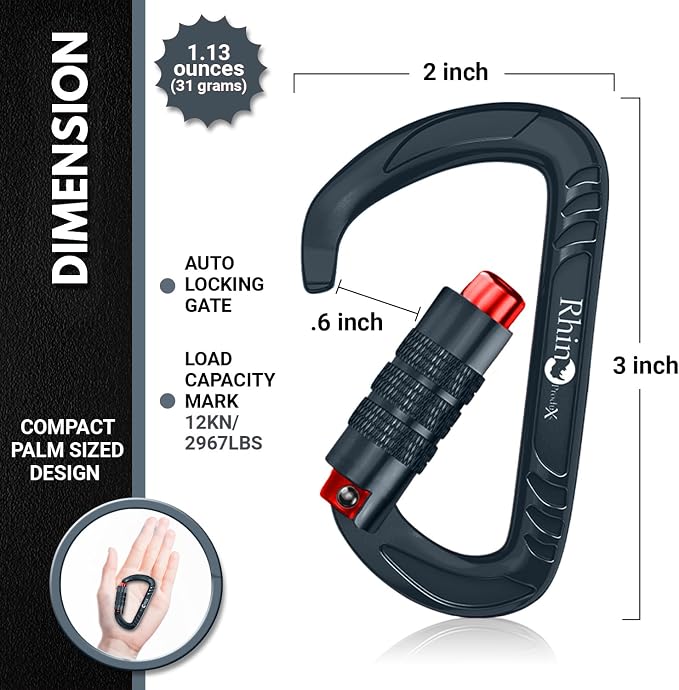 Rhino Produxs 12kN Heavy Duty Carabiner Clips, - Image 2