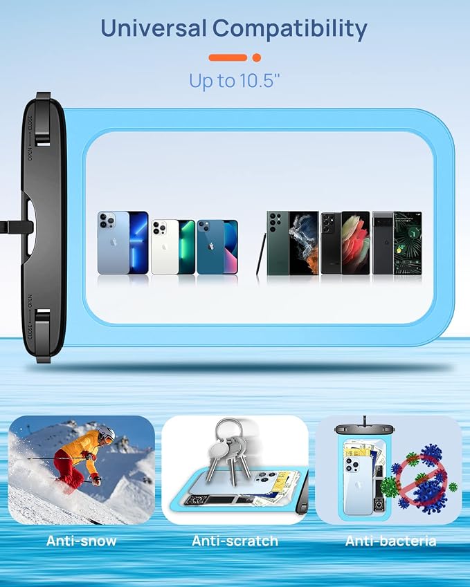 Lanhiem Large Waterproof Phone Pouch Universal IPX8 Waterproof Dry Bag - Image 7