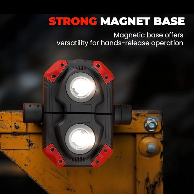YZONI LED Work Light Rechargeable, 2 COB 2500LM Folding Portable Flood Light - Image 5