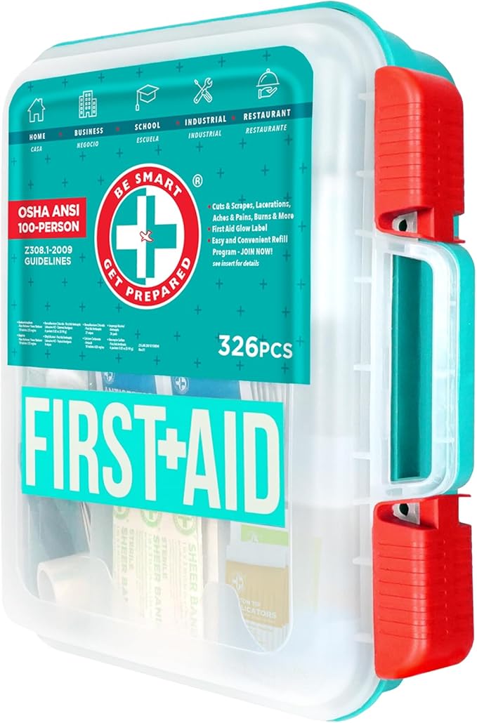 Be Smart Get Prepared First Aid Kit, 326 Piece, Exceeds OSHA and ANSI - Image 2