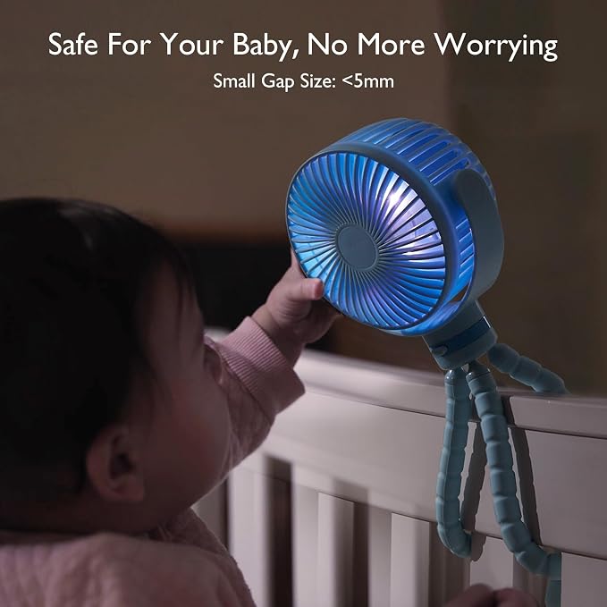 Momcozy 8000mAh Portable Stroller Fan, 27H Ultra-long Battery Life Detachable 4 - Image 4