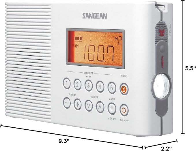 Sangean H201 Shower Radio AM/FM Waterproof, Weather Alert Radio - Image 8