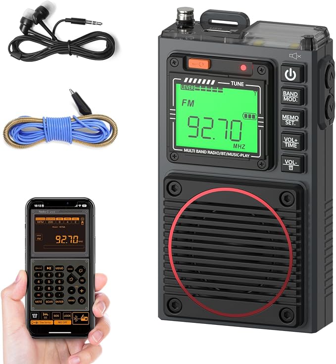 Raddy RF75A APP Control Shortwave Radio, Portable AM/FM/VHF/SW/WB Weather Radio by Raddy