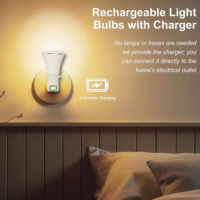 Ostwiki Rechargeable Light Bulbs, 1200mAh Led Battery Backup Bulb - Image 3
