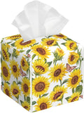 Tissue Box Cover Square, Sunflowers and Butterfly Tissue Box Holder Waterproof by Unknown