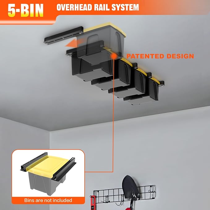 TORACK Garage Ceiling Bin Storage Rack, Adjustable Heavy Duty Overhead Tote - Image 3