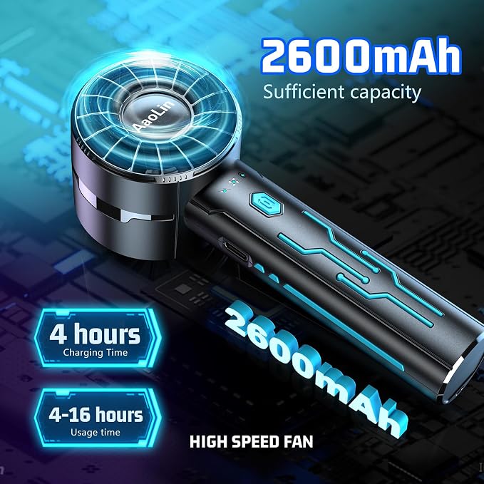 Portable High Speed Mini Handheld Fan, USB Rechargeable Neck Personal Mini Fan - Image 4