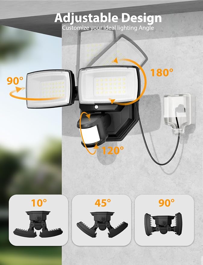Onforu 32W Plug in Motion Sensor Lights Outdoor, 3200LM Motion Flood Light Dusk - Image 6