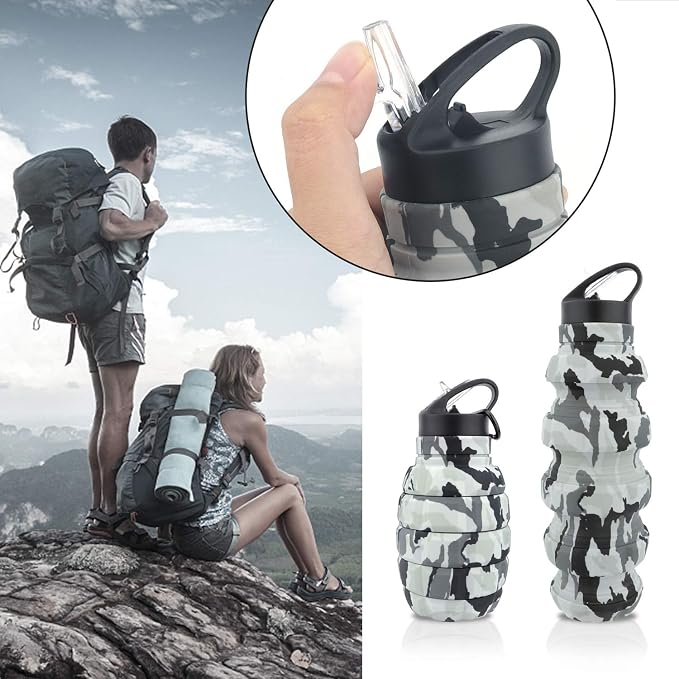 QiCheng&LYS Collapsible Water Bottle – Reuseable BPA Free Silicone Travel Water - Image 3