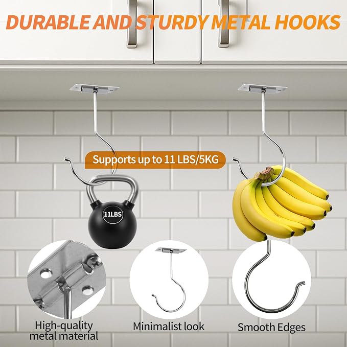 Banana Hook Under Cabinet, Adhesive Bananas Hanger - Image 6