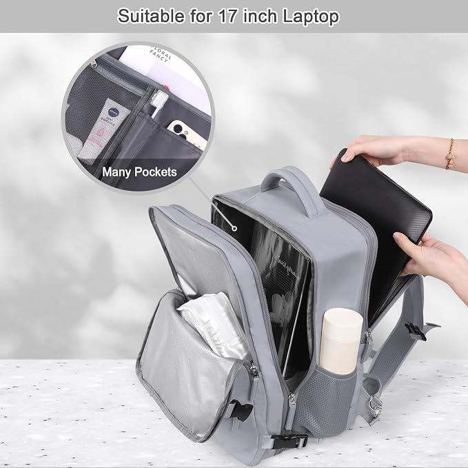 Sinaliy Travel Backpack for Women & Men, 40L Carry-On, 17-Inch Laptop, - Image 5